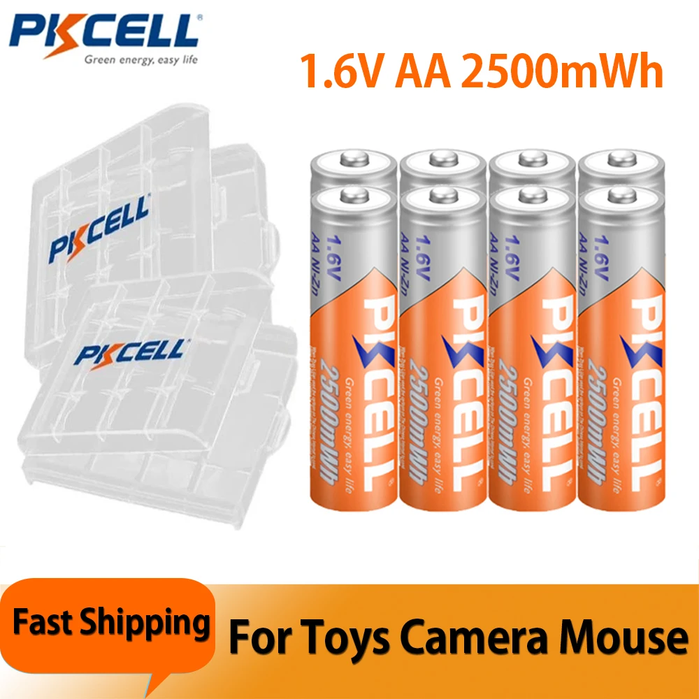 PKCELL 2500mWh AA Rechargeable Battery High Quality 1.6V NI-ZN AA Batteries with Box for Game Machine Microphones Mouse Clock
PKCELL 2500mWh AA Rechargeable Battery High Quality 1.6V NI-ZN AA Batteries with Box for Game Machine Microphones Mouse Clock