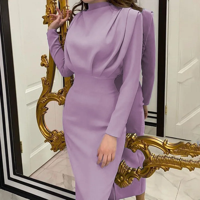 Women Casual Stand Collar High Waist Folds Bodycon Dress Autumn Winter Ins Fashion Elegant Corset Solid Color Long Sleeve Dress
Women Casual Stand Collar High Waist Folds Bodycon Dress Autumn Winter Ins Fashion Elegant Corset Solid Color Long Sleeve Dress