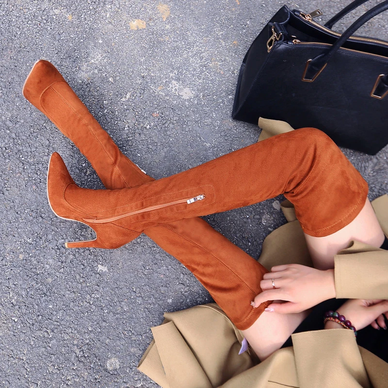 Women Pointed Toe Over The Knee Boots Women's Zip Suede Thigh High Boots Ladies Super High Heels Female Shoes Big Size 35-47
Women Pointed Toe Over The Knee Boots Women's Zip Suede Thigh High Boots Ladies Super High Heels Female Shoes Big Size 35-47