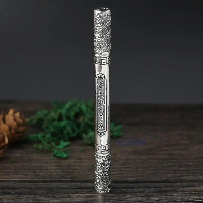 S925 Sterling Silver Meaning Gift Thai Silver Creative six-word Mantra Ruyi Gold Hoop Stick Ball Pen Personality Silver
S925 Sterling Silver Meaning Gift Thai Silver Creative six-word Mantra Ruyi Gold Hoop Stick Ball Pen Personality Silver