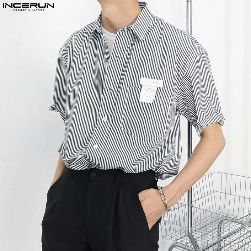 INCERUN Tops 2023 Korean Style Handsome Men Striped Solid Cloth Patch Blouse Stylish Well Fitting Male Short Sleeve Shirts S-5XL
INCERUN Tops 2023 Korean Style Handsome Men Striped Solid Cloth Patch Blouse Stylish Well Fitting Male Short Sleeve Shirts S-5XL
