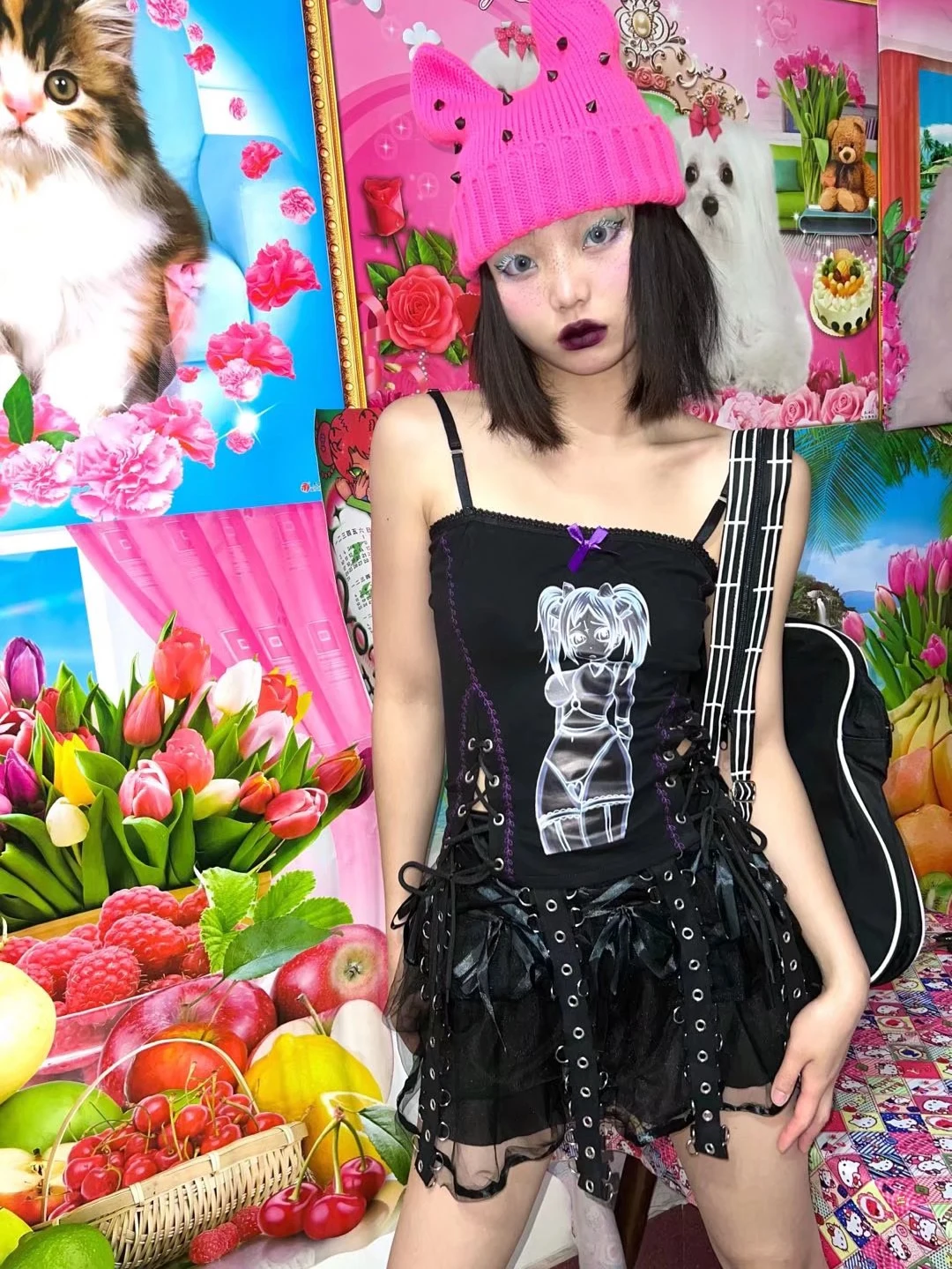 Топы LolitaTank Kawaii Майки готические майки y2k короткий топ сексуальная уличная одежда