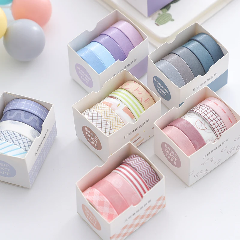 

Masking Morandi Material Tape Journal 5 Colourful Washi Color Journaling Series Basic Lover Card Tape Rolls Scrapbooking