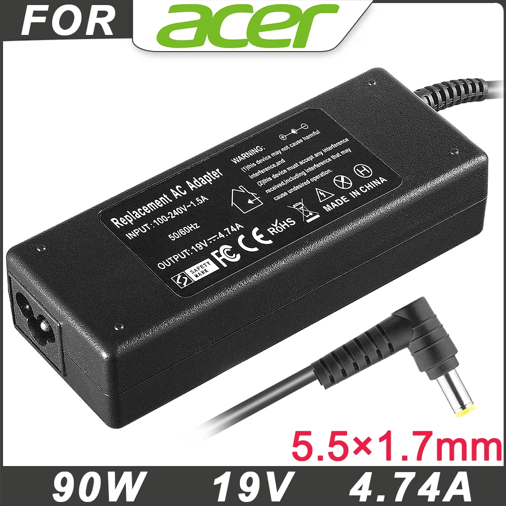 90W 19V 4.74A 5.5x1.7mm Laptop Adapter Charger for ACER ASPIRE 5750G 5755G 7110 9300 5910G Extensa 5610G 5620G 5630G 5630Z Power
90W 19V 4.74A 5.5x1.7mm Laptop Adapter Charger for ACER ASPIRE 5750G 5755G 7110 9300 5910G Extensa 5610G 5620G 5630G 5630Z Power