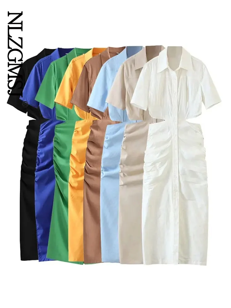 Nlzgmsj ZBZA Women 2023 Shirt Dress Women Waist Cut-out Midi Dress Fashion Design Sexy Elegant Femme Vestidos 202307
Nlzgmsj ZBZA Women 2023 Shirt Dress Women Waist Cut-out Midi Dress Fashion Design Sexy Elegant Femme Vestidos 202307