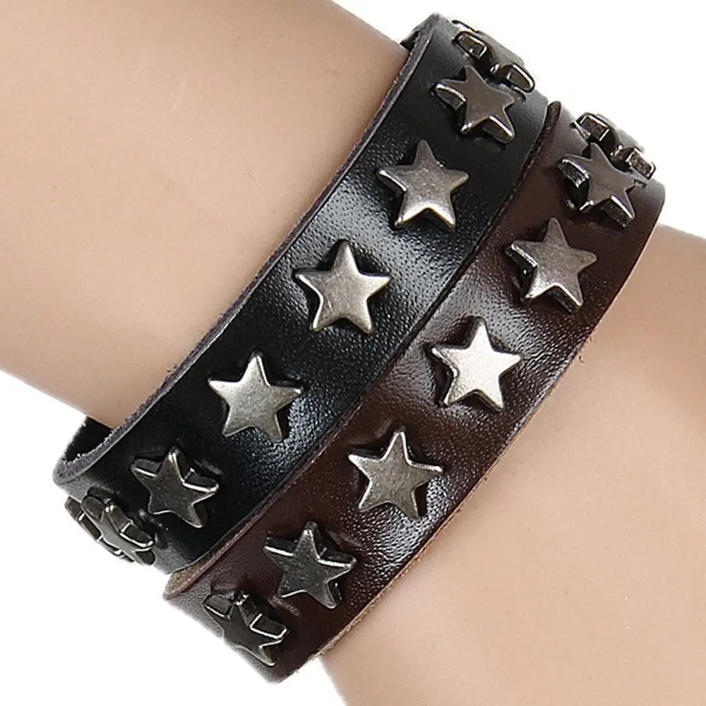 Punk Rock Wrap Leather Bracelet Men Vintage Star Spikes Rivet Gothic Wide Cuff Bracelets For Women Jewelry
Punk Rock Wrap Leather Bracelet Men Vintage Star Spikes Rivet Gothic Wide Cuff Bracelets For Women Jewelry