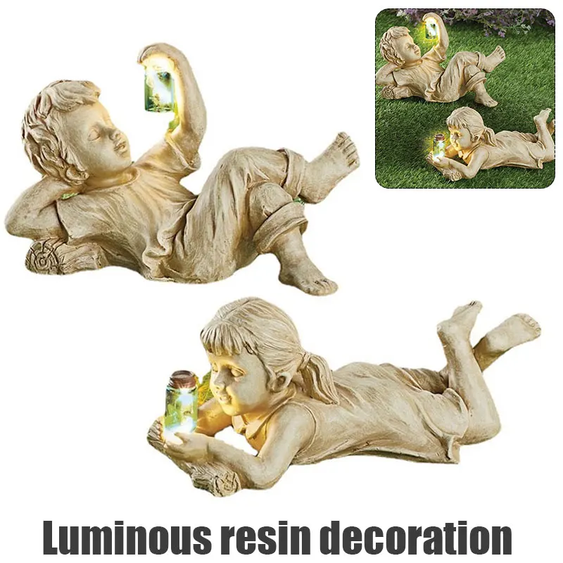 Yard Outdoor Children Sculpture Decor Boy Girl Statues Creative Resin Kid Figurine Small Art Sculptures Decor Kid With Solar
Yard Outdoor Children Sculpture Decor Boy Girl Statues Creative Resin Kid Figurine Small Art Sculptures Decor Kid With Solar