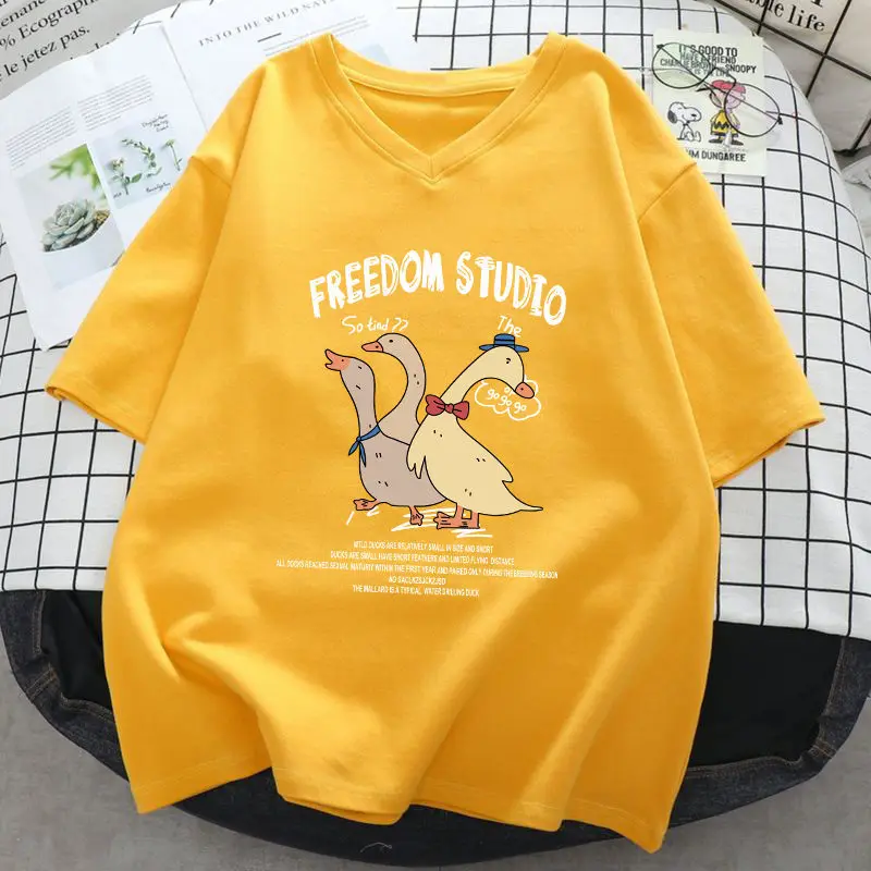 5XL Summer 100% Cotton Tees Women Harajuku y2k Clothes Loose Anime Kawaii FREEDOM Duck Print Short Sleeved T-shirts Female Tops
5XL Summer 100% Cotton Tees Women Harajuku y2k Clothes Loose Anime Kawaii FREEDOM Duck Print Short Sleeved T-shirts Female Tops