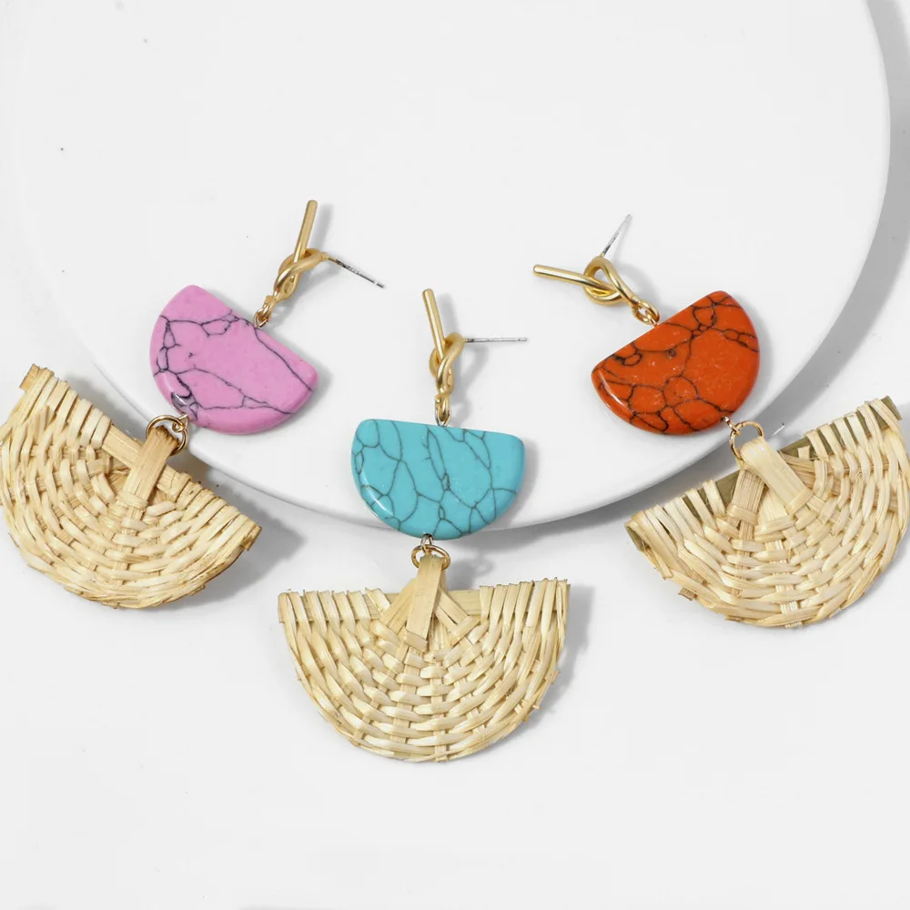 Half Round Natural Stone Rattan Drop Earrings For Women Fashion Trend Ladies Round Earring Birthday Party Gift Jewelry Wholesale
Half Round Natural Stone Rattan Drop Earrings For Women Fashion Trend Ladies Round Earring Birthday Party Gift Jewelry Wholesale