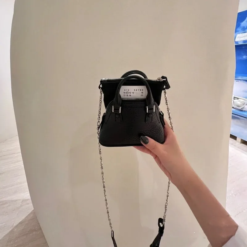 

MM@6 Summer 2023 Cow Leather Digital Advanced Feeling Shell Chain Bag Single Shoulder Crossbody Handbag Fashionable Small Bag
