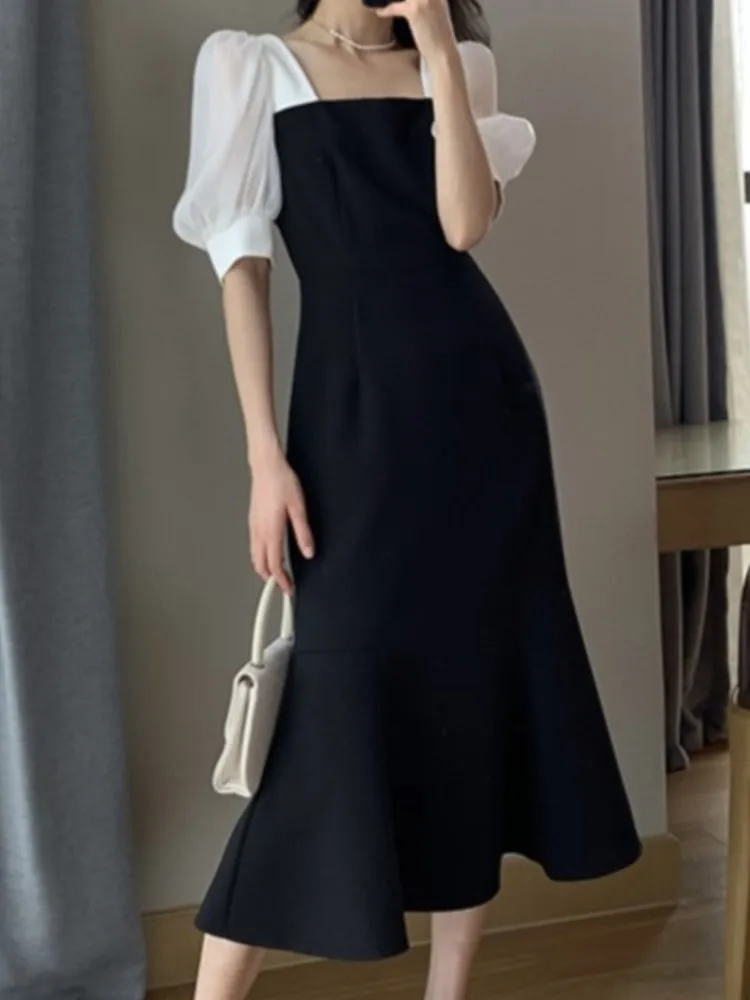 New Fashion Elegant Women Summer Midi Black Dress Ladies Casual A-Line Party Vestidos Femme Korean Business Clothes Robe
New Fashion Elegant Women Summer Midi Black Dress Ladies Casual A-Line Party Vestidos Femme Korean Business Clothes Robe
