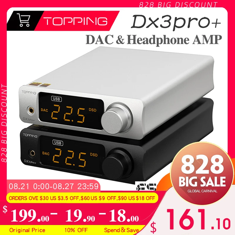 

TOPPING Dx3 Pro Plus Digital Audio Music Decoder USB DAC Headphone Amplifier Balanced HIFI ES9038Q2M Bluetooth LDAC DSD DX3pro+