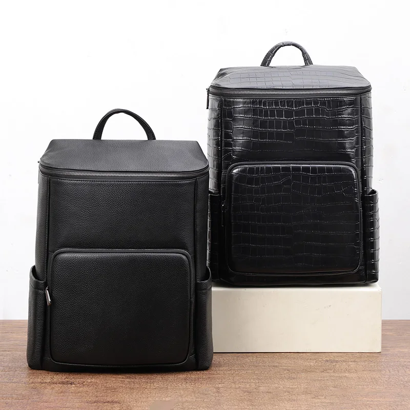 

Мужской деловой рюкзак из натуральной кожи, модный ранец для ноутбука 15 дюймов, Вместительная дорожная сумка, сумка для колледжа и школы