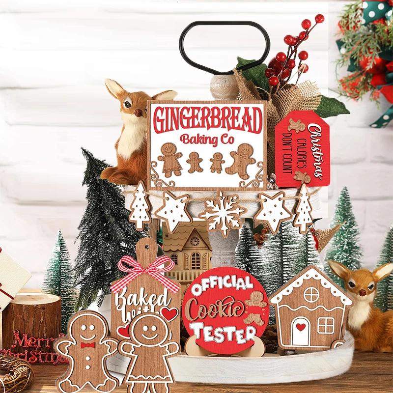 Christmas Tiered Tray Decor Gingerbread Table Sign Christmas Tiered Tray Decorations Set Winter Holiday Wooden Decoration Set 
Christmas Tiered Tray Decor Gingerbread Table Sign Christmas Tiered Tray Decorations Set Winter Holiday Wooden Decoration Set