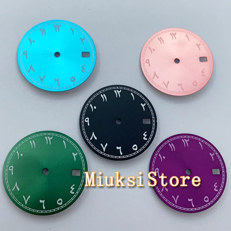 

29mm NH35 Watch dial Sterile Black Green Blue Pink Watch Dial With Date Window For NH35 NH35A Automatic Movement Accessory Parts