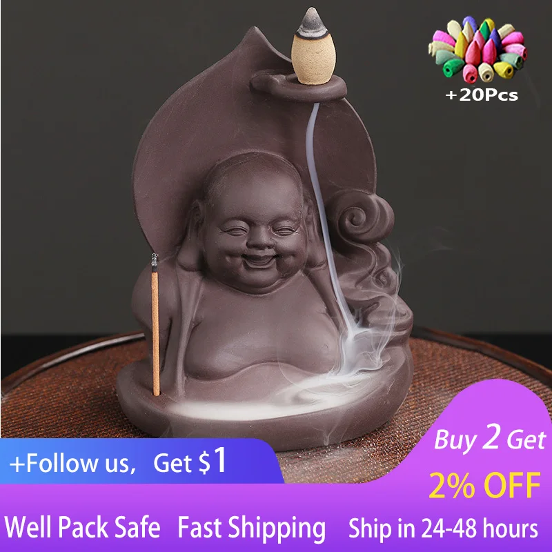 Purple Clay Maitreya Buddha Waterfall Incense Burner Creative Home Decor Incense Holder Portable Ceramic Censer Handicrafts
Purple Clay Maitreya Buddha Waterfall Incense Burner Creative Home Decor Incense Holder Portable Ceramic Censer Handicrafts