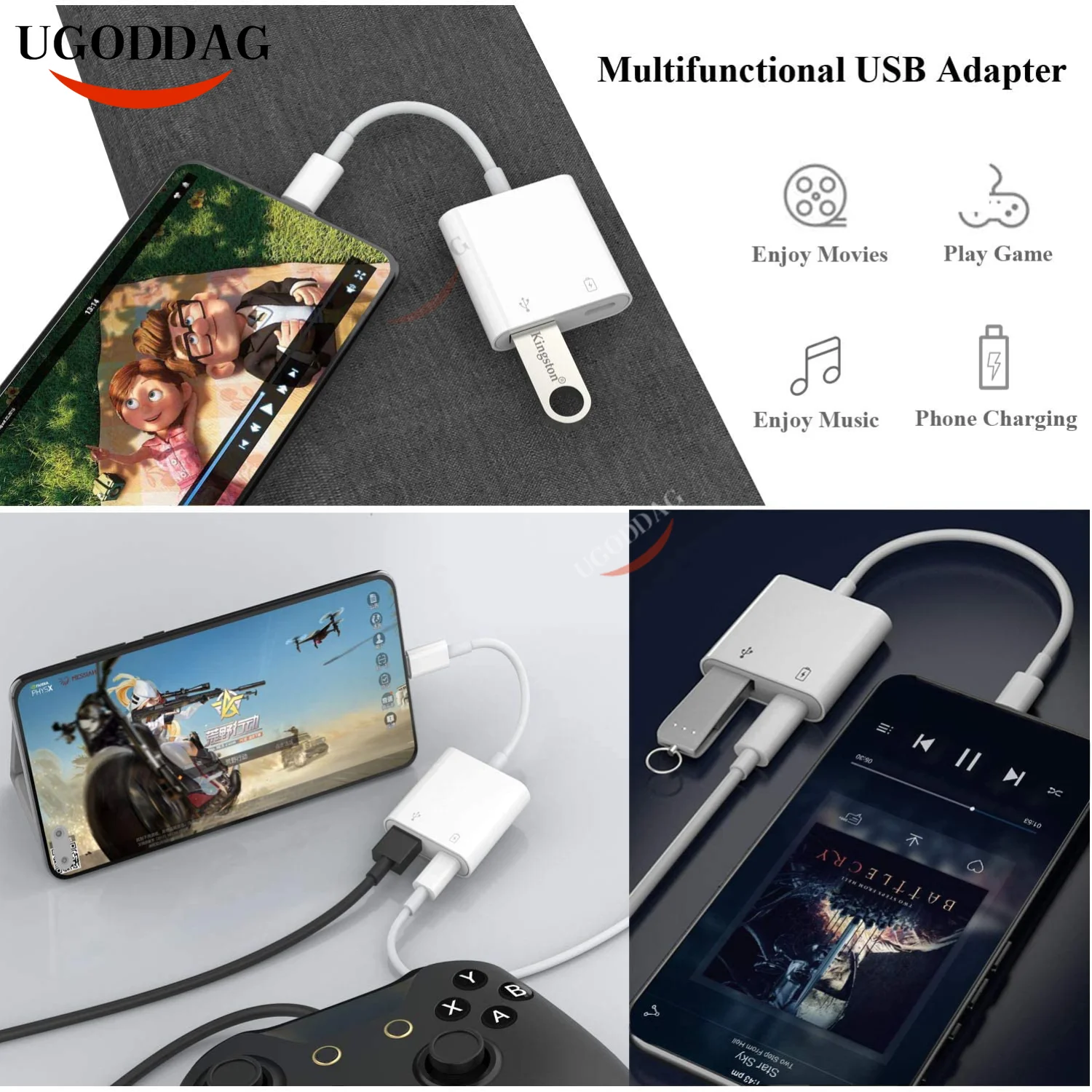 Адаптер OTG с портом USB C на мама адаптер 2 в 1 поддержкой PD 60 Вт для Google Pixel 4XL Chromecast TV |
