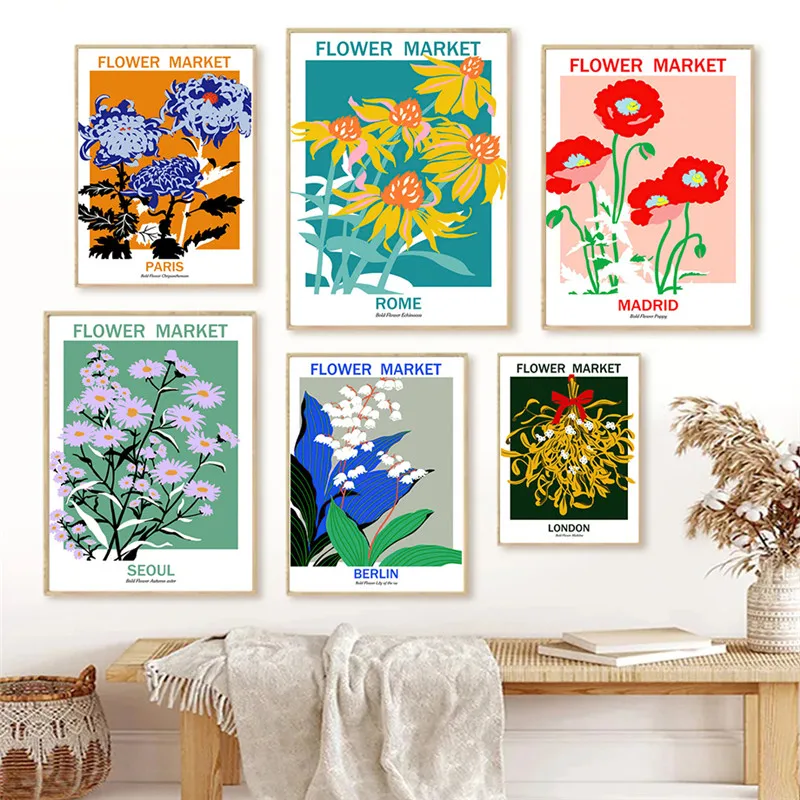 Flower Market Paris London City Wall Art Colorful Canvas Painting Posters and Prints Home Decor Pictures Living Room Decoration
Flower Market Paris London City Wall Art Colorful Canvas Painting Posters and Prints Home Decor Pictures Living Room Decoration