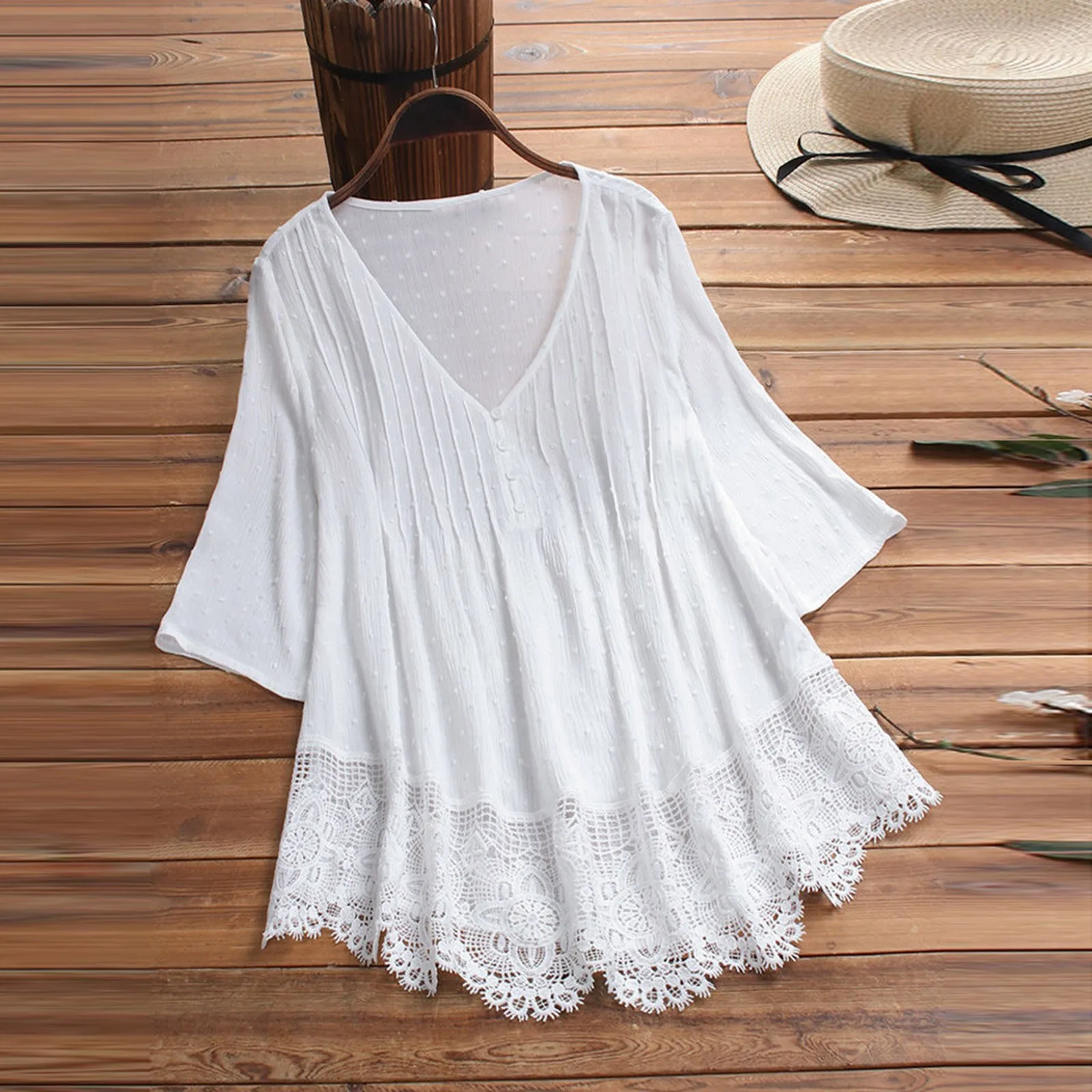 Women Vintage Blouse Three Quarter Lace V Neck Plus Size Tee Tops Summer Female Tee shirt Women Clothing womens tops and blouses
Women Vintage Blouse Three Quarter Lace V Neck Plus Size Tee Tops Summer Female Tee shirt Women Clothing womens tops and blouses