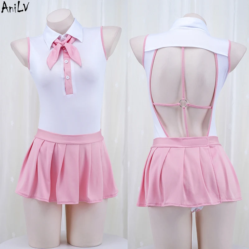 AniLV Japanese School Student Gym Swimsuit Bodysuit Uniform Costume Women Pink Sailor Backless Swimwear Skirt Cosplay
AniLV Japanese School Student Gym Swimsuit Bodysuit Uniform Costume Women Pink Sailor Backless Swimwear Skirt Cosplay
