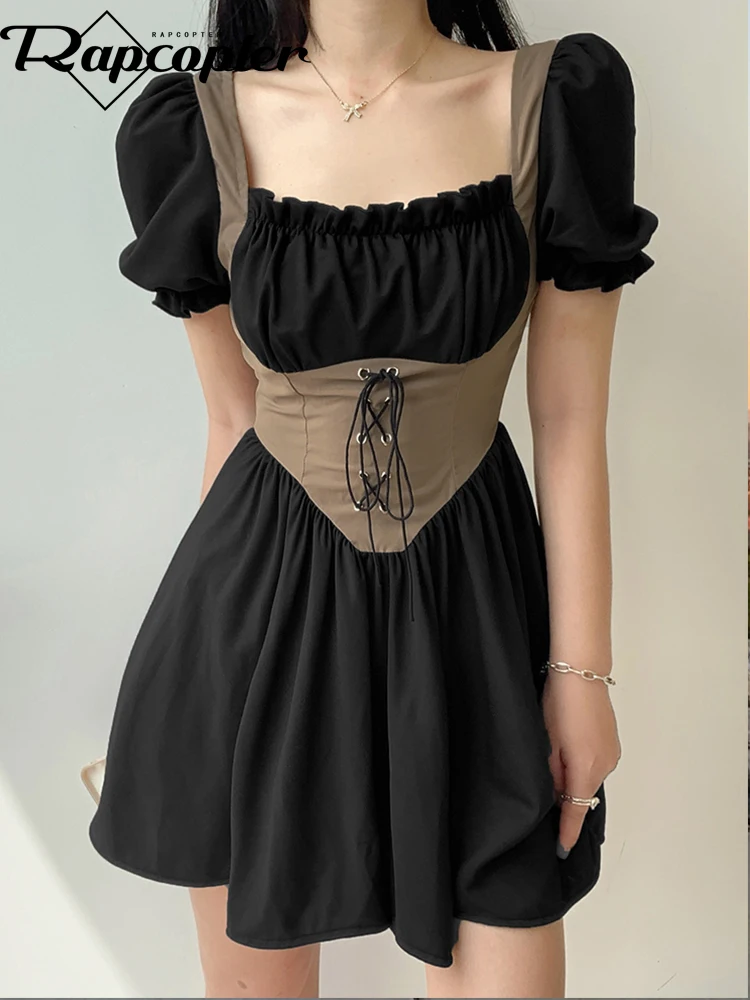 Rapcopter Lace Up Corset Pleated Dress y2k Retro Cute Puff Short Sleeve Mini Dress Women Korean Square Collar Sundress Elegant
Rapcopter Lace Up Corset Pleated Dress y2k Retro Cute Puff Short Sleeve Mini Dress Women Korean Square Collar Sundress Elegant