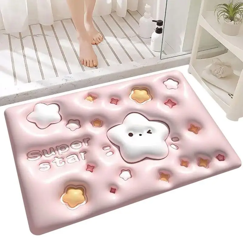 

3D Visual Anti-slip Absorbent Mat Washable Door Non-slip Foot Mat Bathroom Mat 3D Effect Expansion Soft Diatom Mud Cartoon