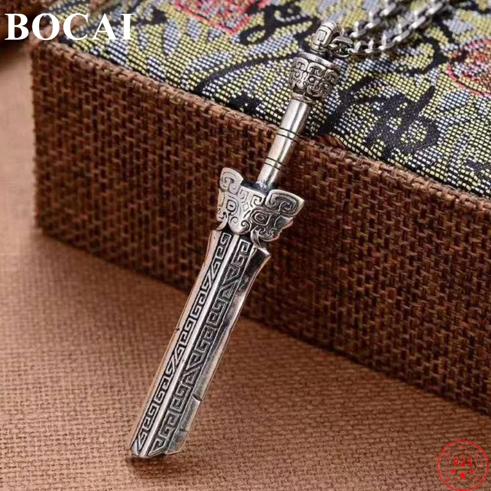 

BOCAI S925 Sterling Silver Pendant Creative Fashion Thai Silver Taotie Broken Sword Pure Argentum Jewelry For Men And Women