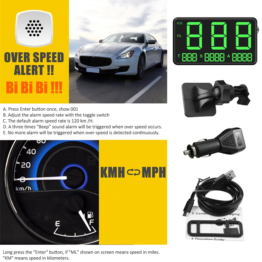 Plastic Vehicle Head UP Speedometer Global Position System USB Professional Digital Display Speeds Meter Gauge Accessories
Plastic Vehicle Head UP Speedometer Global Position System USB Professional Digital Display Speeds Meter Gauge Accessories