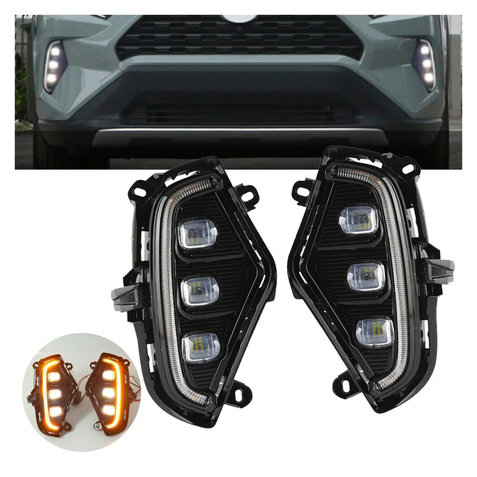 

2Pcs LED Drl Daytime Running Light Assembly Fog Lights W/ Turn Signal Lamps Fit for Spare Parts Easy to Install ACC