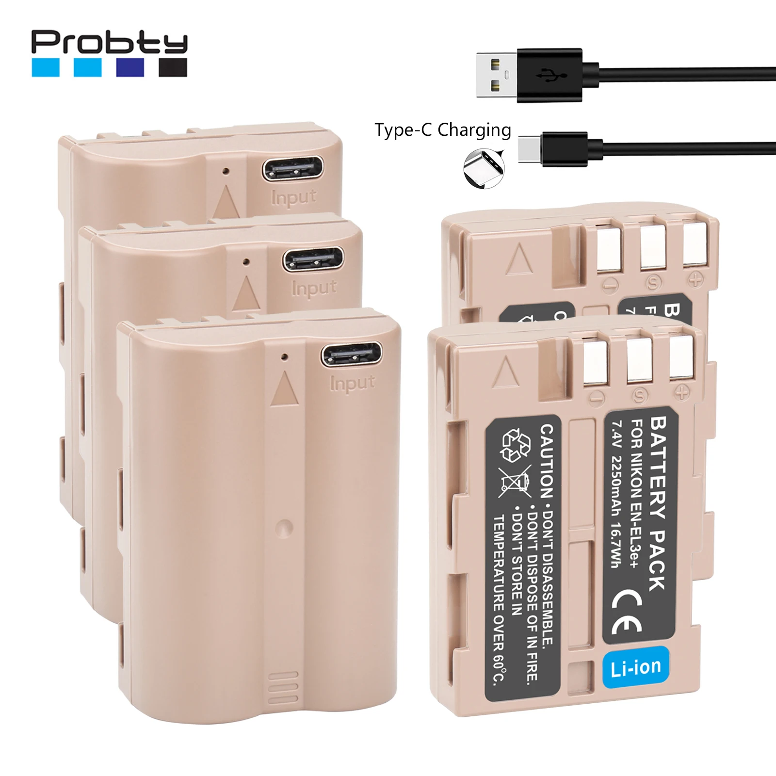 

2250mAh EN-EL3E ENEL3E EN EL3E Battery with Type-C Charging for Nikon D50 D70 D70s D80 D90 D100 D200 D300 D300S D700 Camera