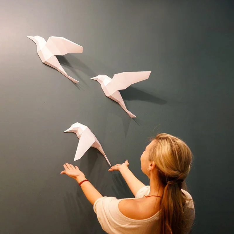30cm Three little birds 3D Animal Sculpture bird Papercraft bedroom Living Room handmade DIY Geometric origami model
30cm Three little birds 3D Animal Sculpture bird Papercraft bedroom Living Room handmade DIY Geometric origami model