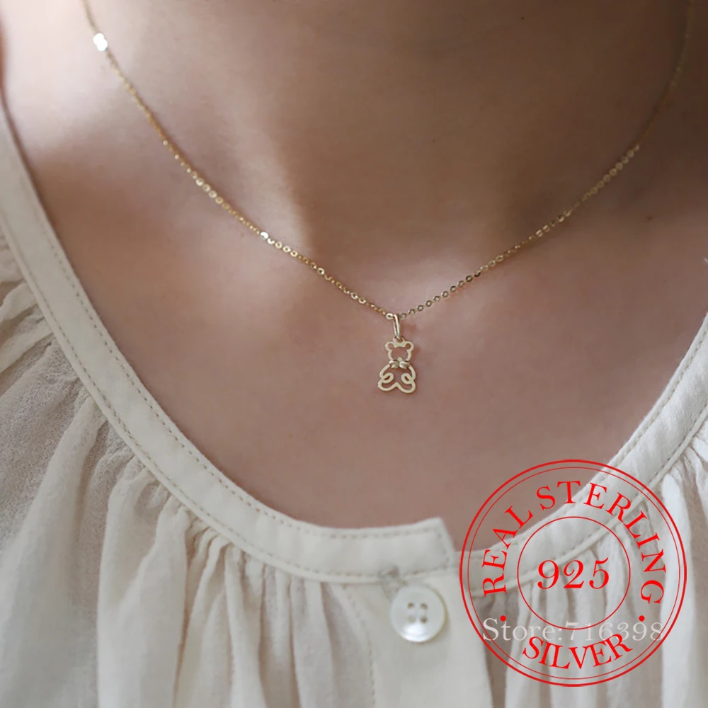 S925 Sterling Silver Classic Bow Bear Choker Necklace Pendant for Women 14K Gold Plated Necklaces Wedding Party Jewelry Gift
S925 Sterling Silver Classic Bow Bear Choker Necklace Pendant for Women 14K Gold Plated Necklaces Wedding Party Jewelry Gift