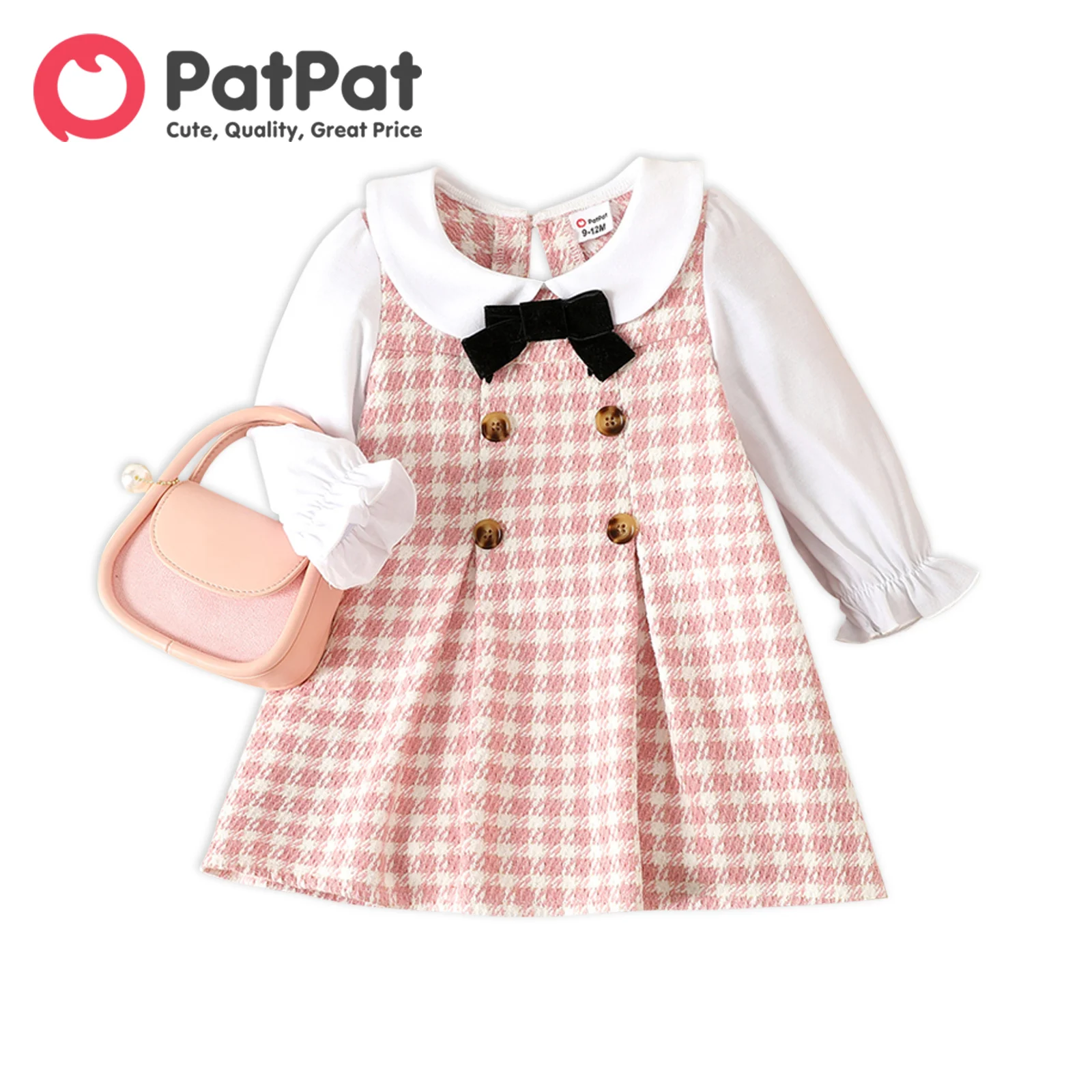 PatPat Baby Girl Peter Pan Collar Long-sleeve Double Breasted Pink Houndstooth Dress
PatPat Baby Girl Peter Pan Collar Long-sleeve Double Breasted Pink Houndstooth Dress