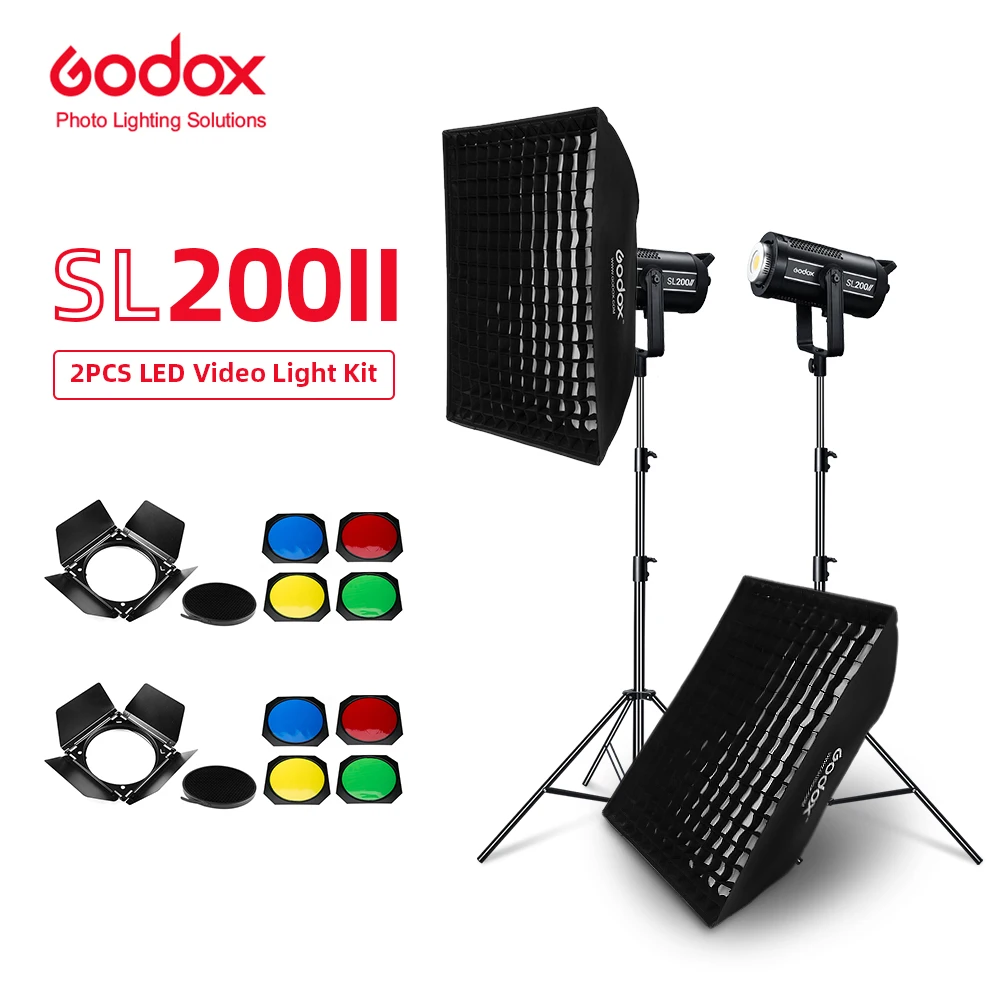 Godox SL-200W SL200II 2x 200W Studio LED Continuous Photo Video Light With Softbox, Light Stand,Barn Door For Photography Video
Godox SL-200W SL200II 2x 200W Studio LED Continuous Photo Video Light With Softbox, Light Stand,Barn Door For Photography Video