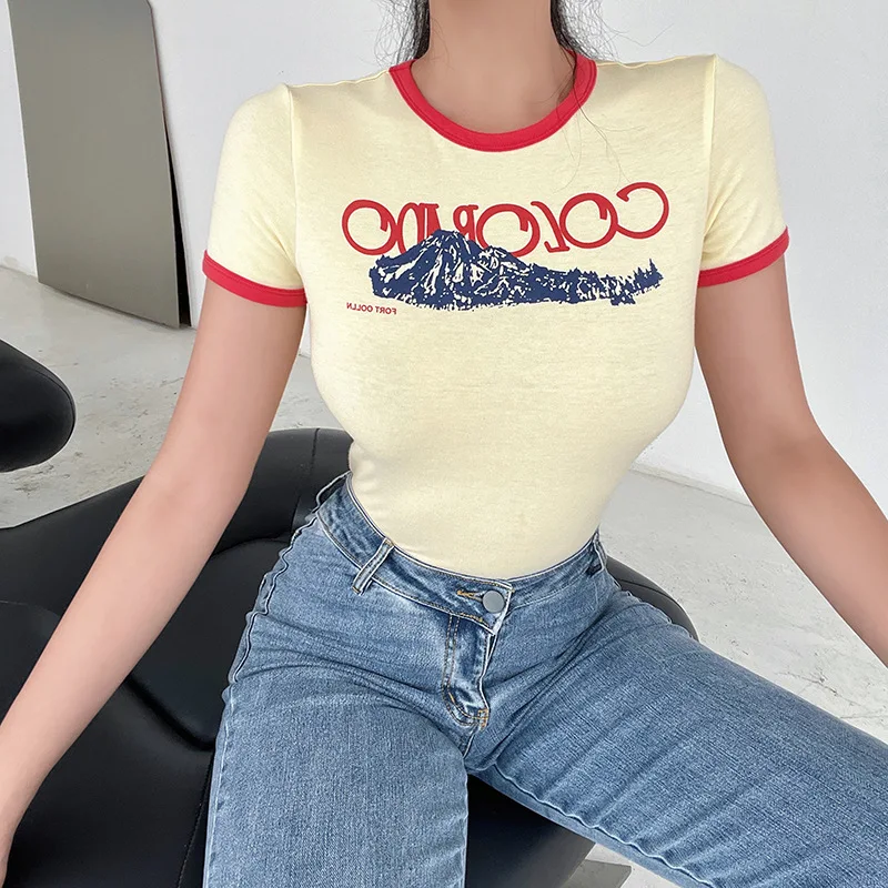 Женская Винтажная Футболка Autume с индивидуальным принтом, контрастная облегающая футболка с коротким рукавом, 2022
Женская Винтажная Футболка Autume с индивидуальным принтом, контрастная облегающая футболка с коротким рукавом, 2022