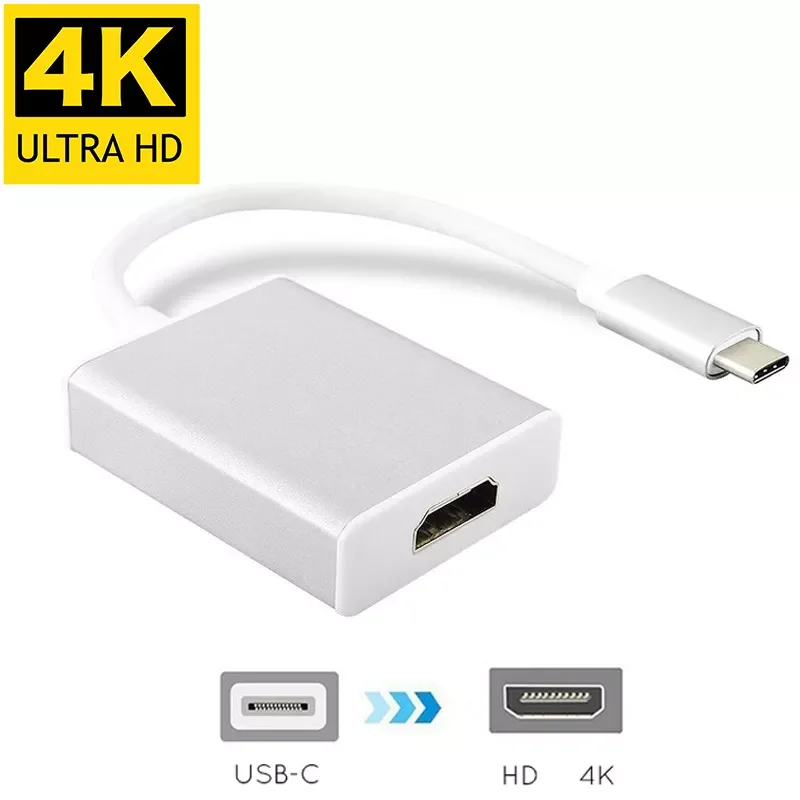 

C to HDMI-compatible 4K 1080P Video AV Video Converter Cable Adapter Aluminium Alloy USB-C Dock Cord for Macbook to HDTV