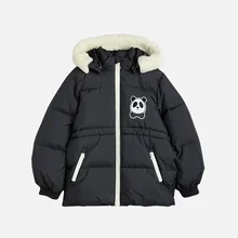 ins wind mini autumn and winter New M.Rodini Boys Girls panda black wool collar cotton-padded jacket