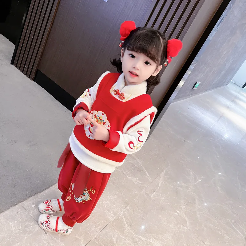 Girls' Tiger And Tiger Tang Suit Winter Suit New Antique Plate Buckle Girl's Fashion Jacket Plus Fleece Three Piece Red New Year
Girls' Tiger And Tiger Tang Suit Winter Suit New Antique Plate Buckle Girl's Fashion Jacket Plus Fleece Three Piece Red New Year