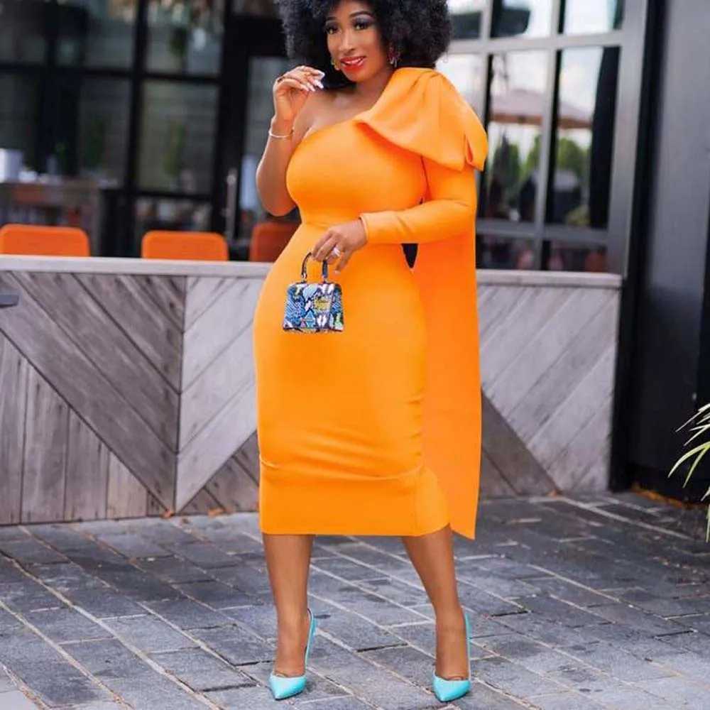 Africa Party Dress Oblique Shoulder Solid Color High Waist Design Midi Skirt Office Lady Business Casual Dress Summer 2022
Africa Party Dress Oblique Shoulder Solid Color High Waist Design Midi Skirt Office Lady Business Casual Dress Summer 2022