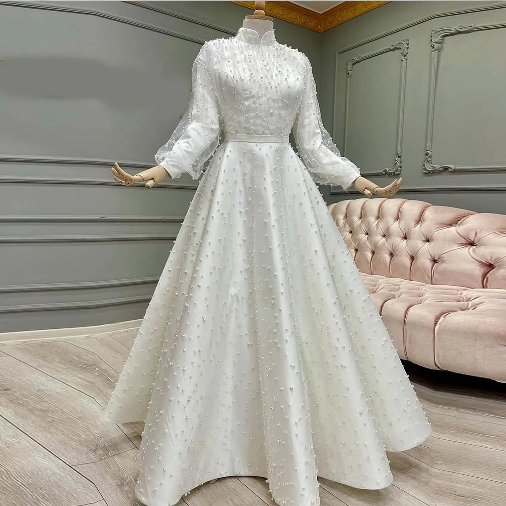 Classic Wedding Dresses For Women High Zipper Back Puff Sleeves Beading Bride Gowns Satin Sweep Train A-Line Vestidos De Noiva
Classic Wedding Dresses For Women High Zipper Back Puff Sleeves Beading Bride Gowns Satin Sweep Train A-Line Vestidos De Noiva