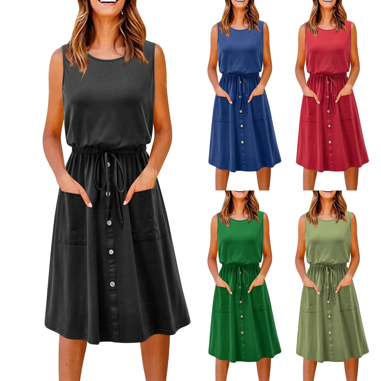 Dresses Women Solid Color Club A-line Dresses Shrinkage Drawstring Sleeveless Slim Hips Mini Dresses For Woman Elegant Clothing
Dresses Women Solid Color Club A-line Dresses Shrinkage Drawstring Sleeveless Slim Hips Mini Dresses For Woman Elegant Clothing