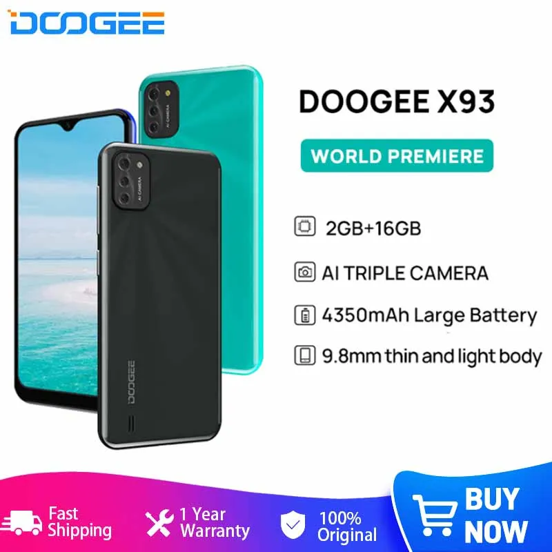DOOGEE X93 Mobile Phone 9.8mm Thin and Light Body Android 10 AI Triple Camera 8MP 6.1" Waterdrop Screen 4350mAh Smartphone
DOOGEE X93 Mobile Phone 9.8mm Thin and Light Body Android 10 AI Triple Camera 8MP 6.1" Waterdrop Screen 4350mAh Smartphone