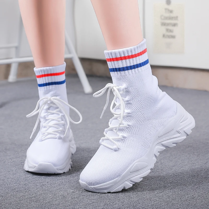 Women High Top Sock Boots Sneakers Ladies High Gang Sock Boots Mesh Breathable Running Sport Shoes Light Lace-Up Botas De Mujer
Women High Top Sock Boots Sneakers Ladies High Gang Sock Boots Mesh Breathable Running Sport Shoes Light Lace-Up Botas De Mujer