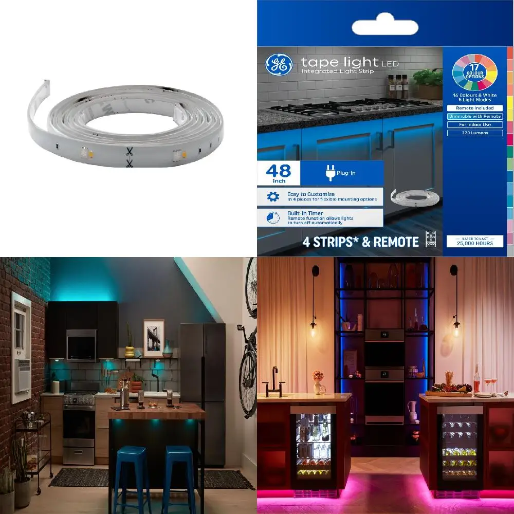 Stunning Illumination with 48-Inch Magical Ambience LED Color Changing Tape Light Plug-In Fixture & Remote - Perfect for Creatin
Stunning Illumination with 48-Inch Magical Ambience LED Color Changing Tape Light Plug-In Fixture & Remote - Perfect for Creatin