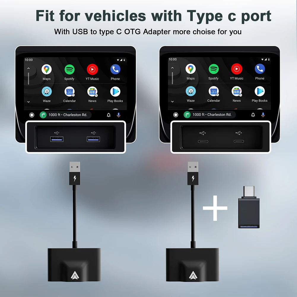 

USB-адаптер для автомобильной навигации, совместимый с Bluetooth, конвертер CarPlay, проводной и беспроводной, для Android 10,0/Android 6,0