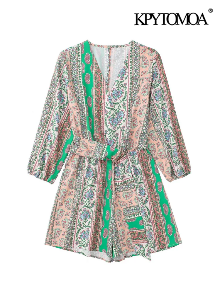 KPYTOMOA Women Fashion Front Knot With Buckle Printed Playsuits Vintage Lantern Sleeve Elastic Waist Female Jumpsuit Mujer
KPYTOMOA Women Fashion Front Knot With Buckle Printed Playsuits Vintage Lantern Sleeve Elastic Waist Female Jumpsuit Mujer