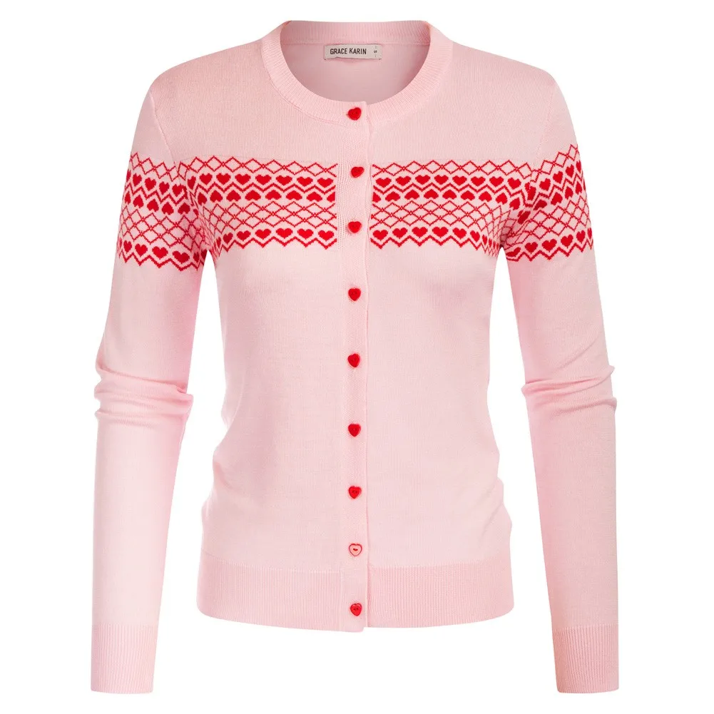 GRACE KARIN Women Long Sleeve Button Down Crew Neck Classic Sweater Knit Cardigan Diamond & Sweetheart Pattern Cardigan Knitwear
GRACE KARIN Women Long Sleeve Button Down Crew Neck Classic Sweater Knit Cardigan Diamond & Sweetheart Pattern Cardigan Knitwear