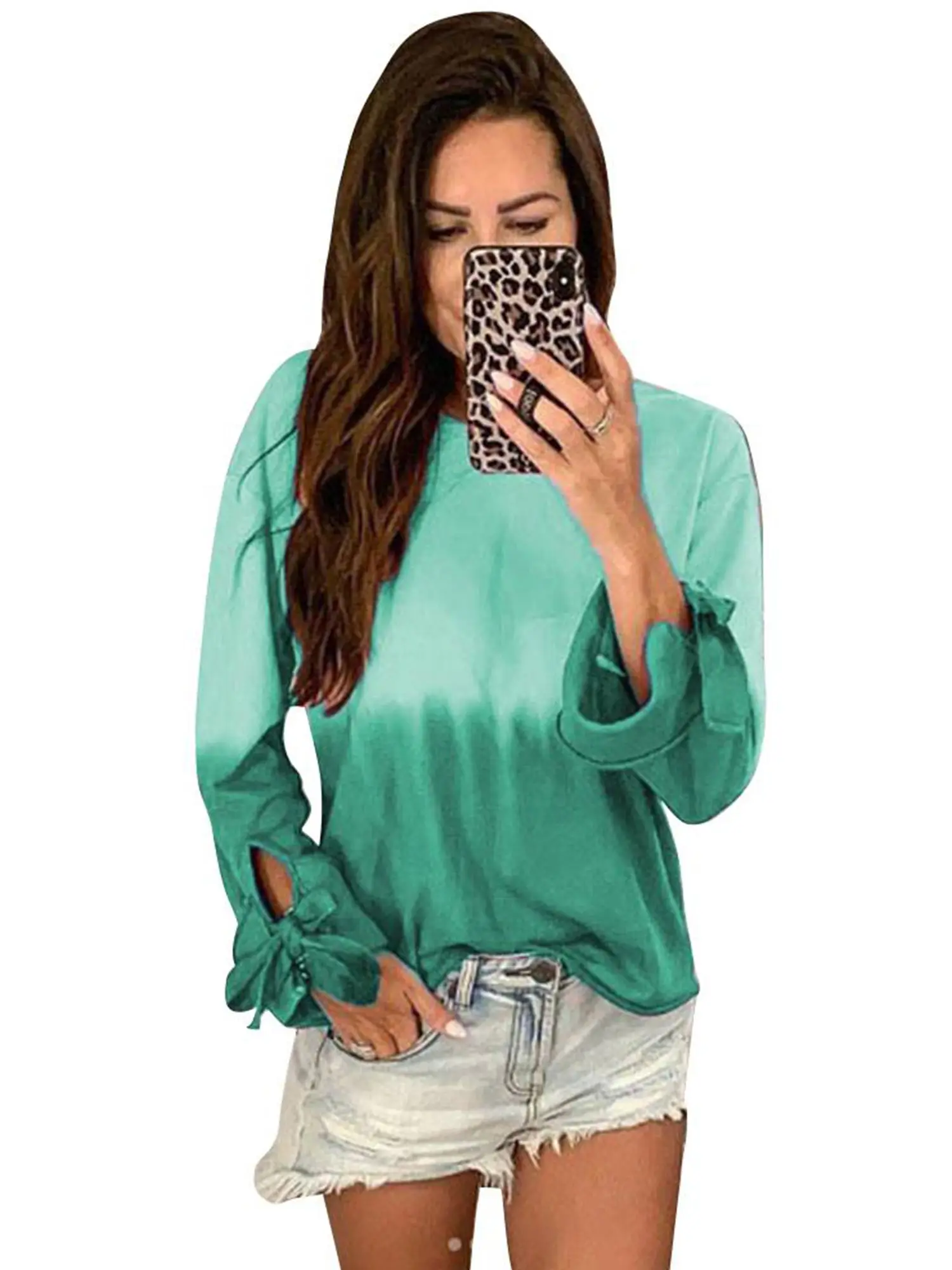 Fashion Women Gradient Casual Long Sleeve Tops Lace Up Drawstring Printing T Shirt Loose Ladies Pullober Female Soft Clothing
Fashion Women Gradient Casual Long Sleeve Tops Lace Up Drawstring Printing T Shirt Loose Ladies Pullober Female Soft Clothing