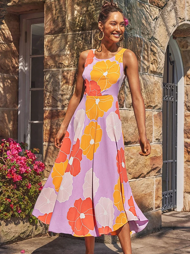 Jastie Summer Bohemian Long Dress Women O-neck Print Waist Sleeveless A-line Dress Elegant Casual Ladies Dresses Vestidos 2022
Jastie Summer Bohemian Long Dress Women O-neck Print Waist Sleeveless A-line Dress Elegant Casual Ladies Dresses Vestidos 2022