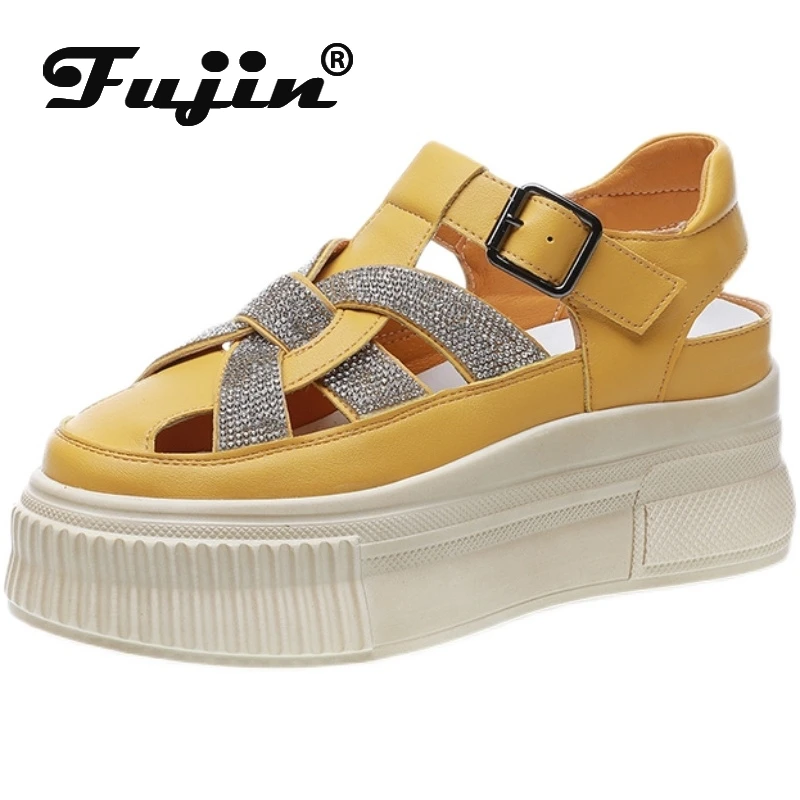 Fujin 7cm Genuine Leather Women Platform Sandals Wedge Shoes High Heel Buckle Women Summer Shoes Slippers Rhinestone Party Shoes
Fujin 7cm Genuine Leather Women Platform Sandals Wedge Shoes High Heel Buckle Women Summer Shoes Slippers Rhinestone Party Shoes